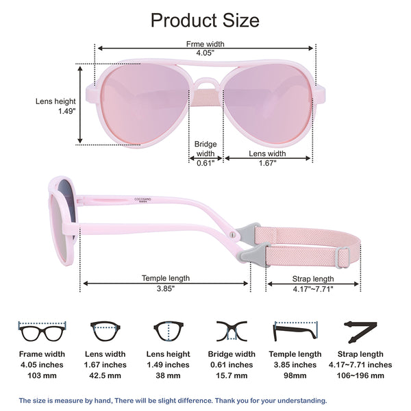 Aviator Baby Age 0-2 Light Pink with Rose Lens
