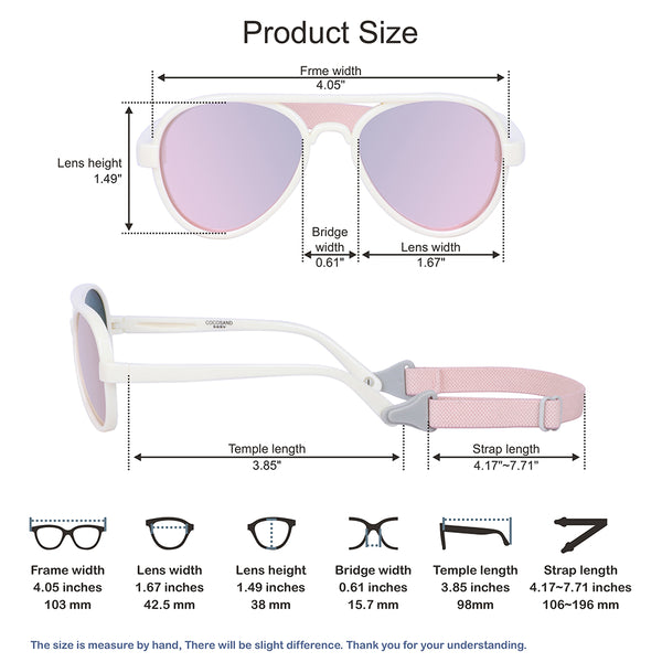 Aviator Baby Age 0-2 White with Rose Lens