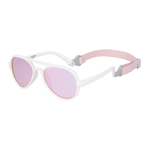 Aviator Baby Age 0-2 White with Rose Lens