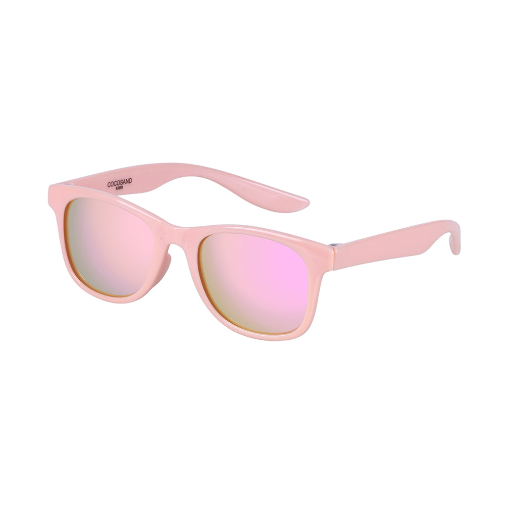 COCOSAND Classic Kids Sunglasses Square Frame UV 400 Protection, Age 4-10, Pink with Pink Lens