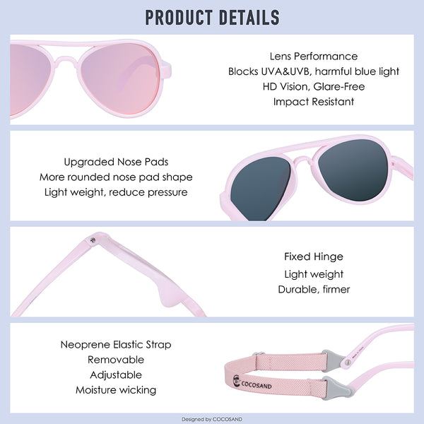 Aviator Baby Age 0-2 Light Pink with Rose Lens
