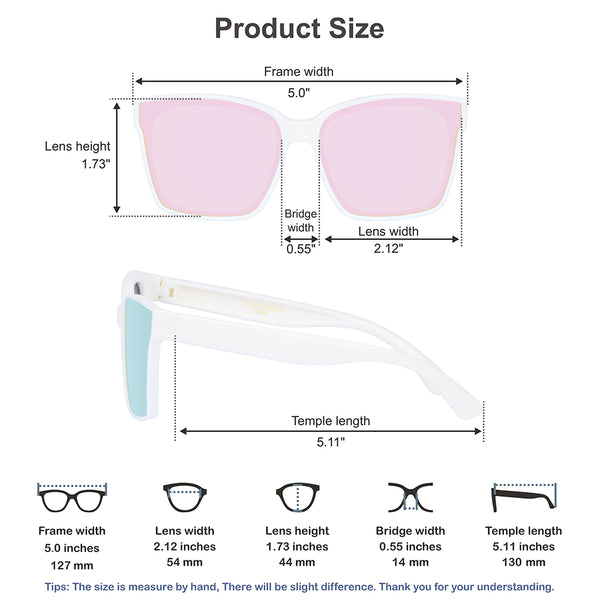 Square Youth Age 8-12, White with Pink Lens
