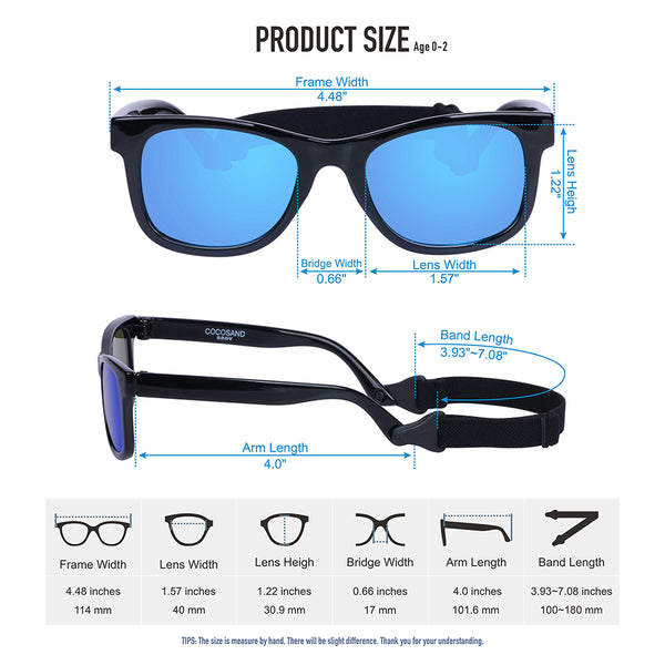 Classic Square Age 0-2 Black with Blue Lens